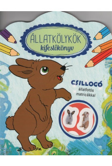 Állatkölykök kifestőkönyv - Csillogó állatfotós matricákkal (nyuszi)