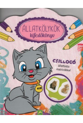 Állatkölykök kifestőkönyv - Csillogó állatfotós matricákkal (cica)